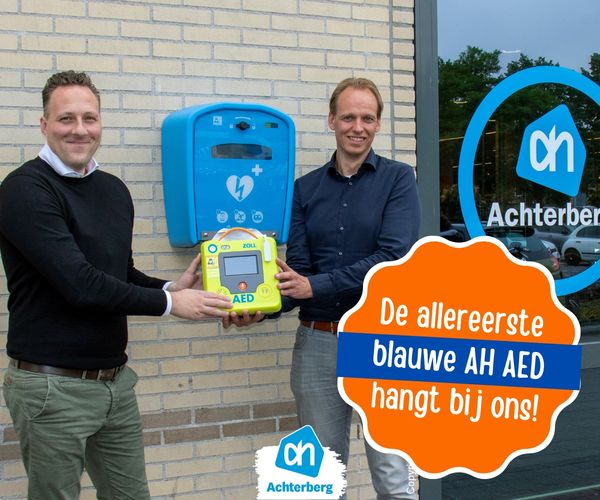 De allereerste blauwe AH AED!