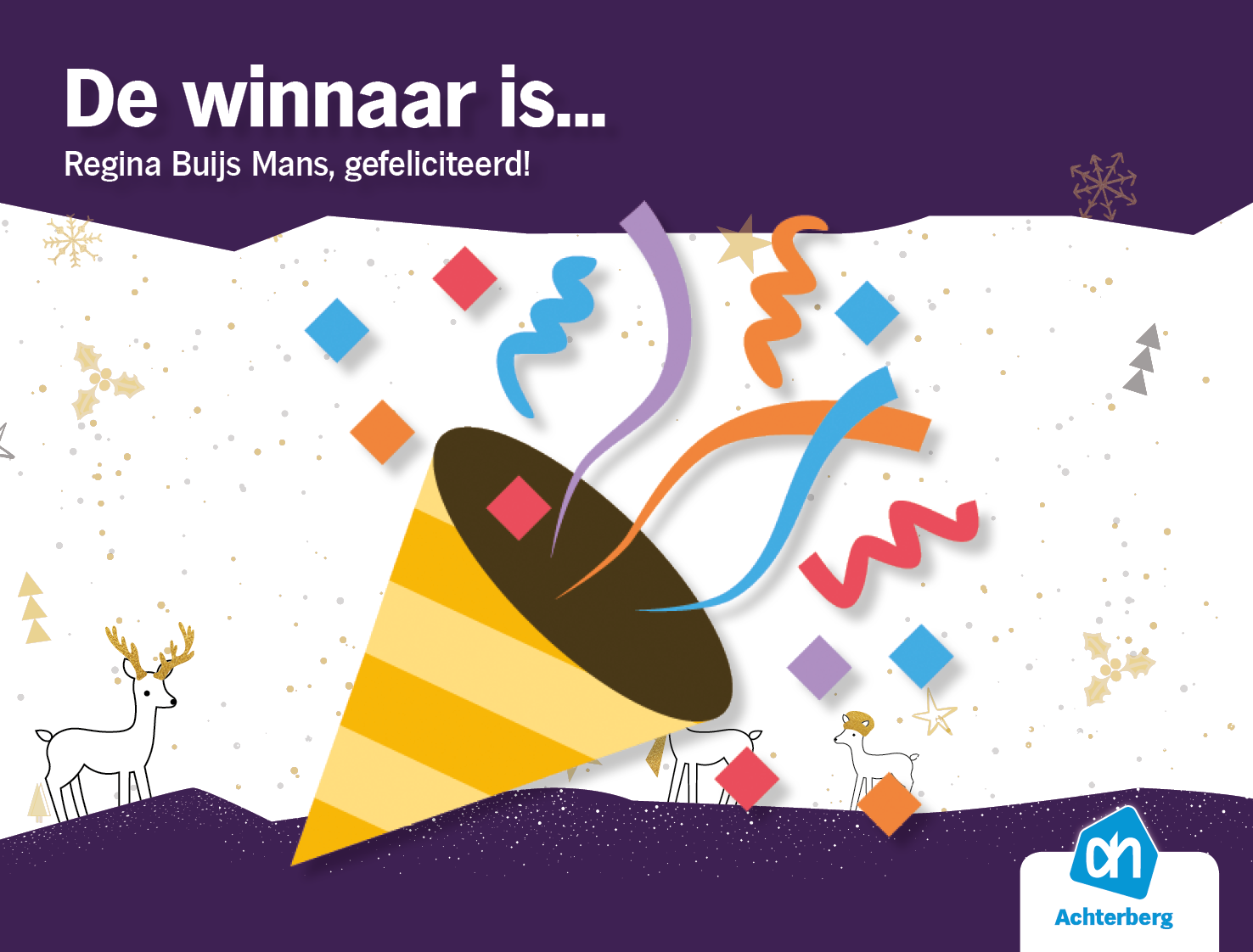 De winnaar is… Regina Buijs Mans, gefeliciteerd!