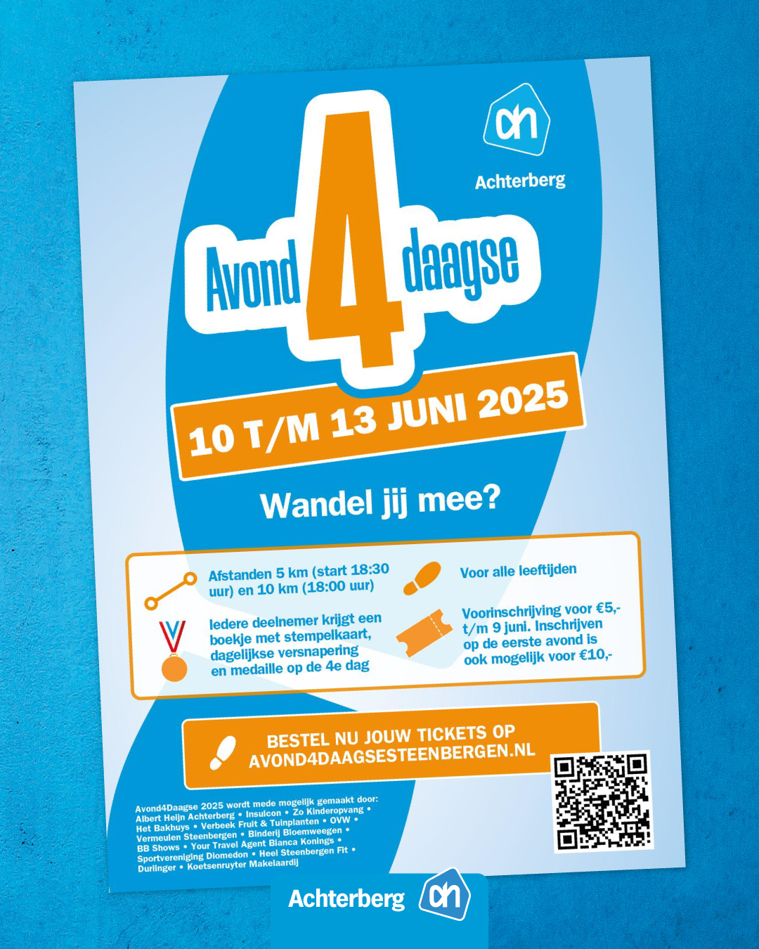 Van 10 t/m 13 juni 2025 organiseren wij de Avond4daagse!