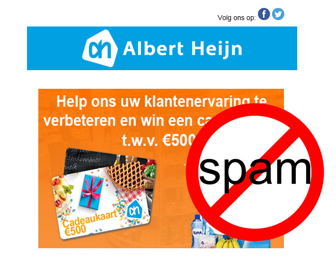 Belangrijk: Pas op voor nepmails uit naam van Albert Heijn